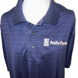 Rolls-Royce Men's Blue Striped Polo Shirt